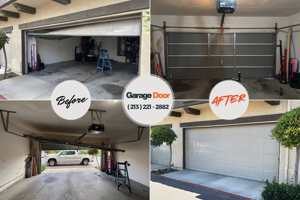 Before and after: garage door repair Malden, MA